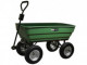 Záhradný vozík vhodný na používanie v záhrade, na dvore, ... Veľké kolesá s guličkovými ložiskami a pneumatikami, veľká vaňa.